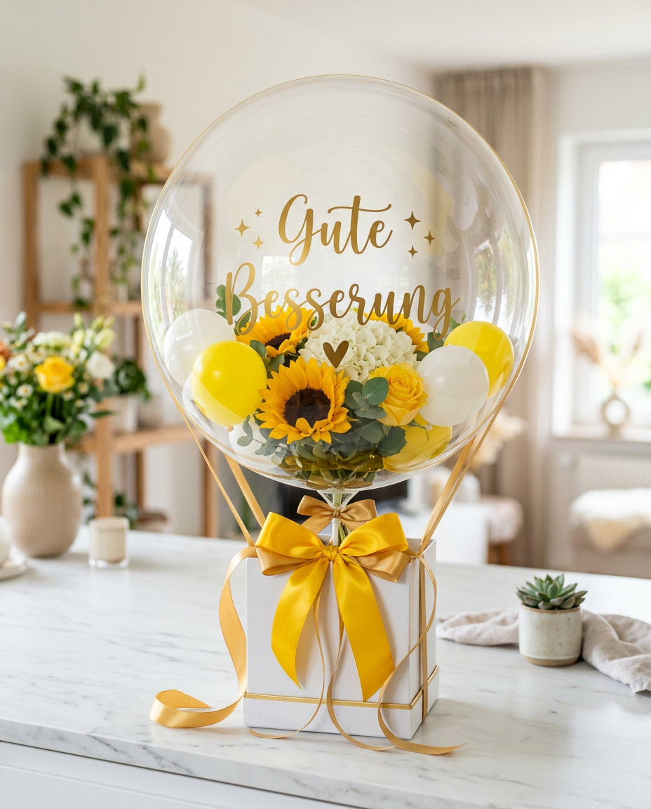 Sonnenblumen-Ballon „Gute Besserung"